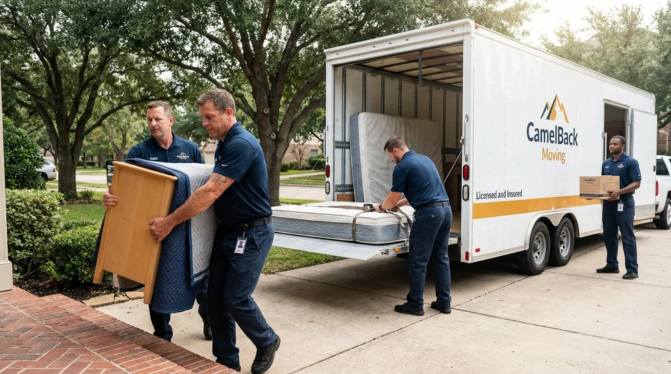 Crew loading residential truck for cross-state move from Boyertown, PA