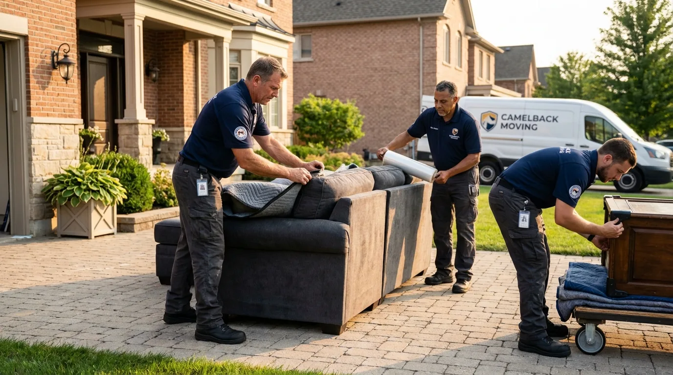 Large estate moving crew wrapping furniture in Boyertown, PA